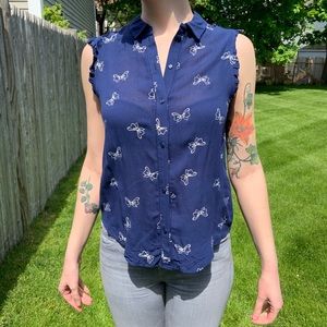 Navy Disney Minnie Bow Sleeveless Blouse